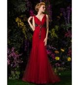 TS Couture? Prom / Formal Evening / Military Ball Dress - See Through Plus Size / Petite Trumpet / Mermaid V-neck Sweep / Brush Train Lace / Tulle  