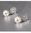 Silver Alloy Cubic Zirconia  Wedding Earrings With Imitation Pearl  