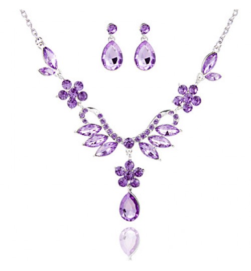 Ladies&/Women& Alloy Wedding/Party Jewelry Set With Rhinestone Purple  