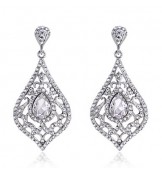 Luxury Drops Shape Cubic Zrconia Crystal Drop Earrings Jewelry for Lady(3.6*6.6cm)  