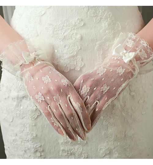 Wrist Length Fingertips Glove Nylon Bridal Gloves / Party/ Evening Gloves Spring / Summer / Fall / Winter lace  