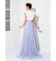 TS Couture? Formal Evening Dress Plus Size / Petite A-line Jewel Sweep / Brush Train Tulle / Charmeuse with Buttons  