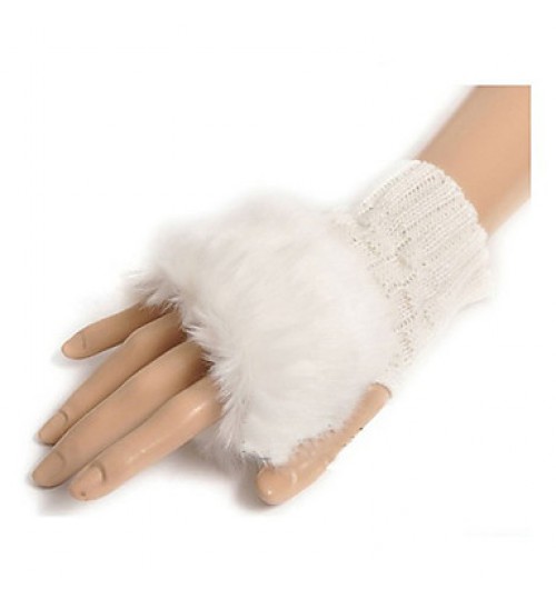 Wrist Length Half Finger Glove Wool General Purposes &amp; Work Gloves Spring / Fall / Winter  