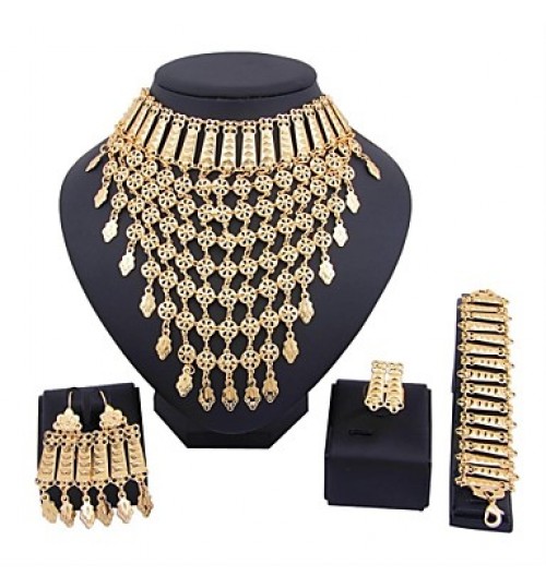 New fashion trendy gold plated (necklace,bracelet,earrings)jewelry sets  