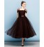 TS Couture? Formal Evening Dress Plus Size / Petite Ball Gown Square Tea-length Tulle with Bow(s) / Sash / Ribbon / Ruching  