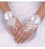 lady& White Lace Elastic Silk Flower Shape Tulle Fingerless Wrist Length Bridal Gloves for Wedding Party  