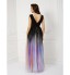 TS Couture? Formal Evening Dress - Color Gradient Plus Size / Petite Sheath / Column V-neck Floor-length Chiffon withSash / Ribbon / Side Draping  