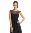 Formal Evening Dress A-line Jewel Floor-length Chiffon with Lace  