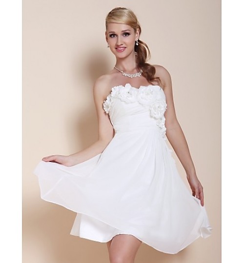 TS Couture? Cocktail Party / Graduation Dress - Short Plus Size / Petite A-line / Princess Strapless / Sweetheart Knee-length Chiffon with Beading   