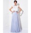 TS Couture? Formal Evening Dress Plus Size / Petite A-line Jewel Sweep / Brush Train Tulle / Charmeuse with Buttons  