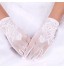 White Lace Elastic Silk Flower Shape Tulle Fingertips Wrist Length Bridal Gloves for Wedding Party  