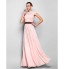 TS Couture? Prom / Formal Evening / Military Ball Dress - Elegant Plus Size / Petite A-line Jewel Floor-length Georgette withSash / Ribbon / Side  