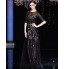 Formal Evening Dress A-line Bateau Floor-length Tulle / Charmeuse / Sequined with Sash / Ribbon / Sequins  