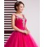 Formal Evening Dress Ball Gown V-neck Floor-length Tulle with Crystal Detailing  