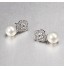 Silver Alloy Cubic Zirconia  Wedding Earrings With Imitation Pearl  