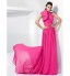 TS Couture? Formal Evening Dress - Elegant Plus Size / Petite A-line / Princess High Neck Court Train Chiffon withBow(s) / Sash / Ribbon / Side  