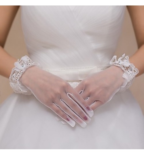 Tulle Wrist Length Wedding/Party Glove Ivory  