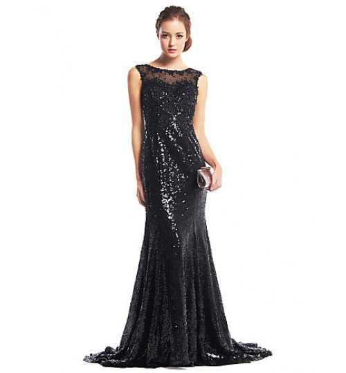 TS Couture? Formal Evening Dress Trumpet / Mermaid Scoop Sweep / Brush Train Sequined with Sequins  