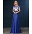 Formal Evening Dress Sheath / Column Bateau Floor-length Satin Chiffon with Lace  