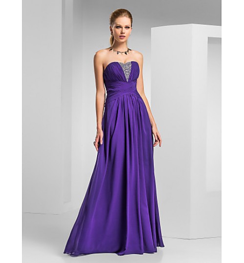 TS Couture? Prom / Formal Evening / Military Ball Dress - Elegant Plus Size / Petite A-line Strapless / Sweetheart Floor-length Chiffon with Beading /  