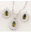 European Style Fashion Boutique Sweet Shiny Zircon Drop Earrings Necklace Set  