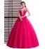 Formal Evening Dress Ball Gown V-neck Floor-length Tulle with Crystal Detailing  